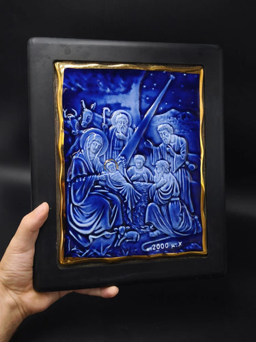Vintage 2000 Byzantine Icon Replica Porcelain & Gold Orthodox Christian Art