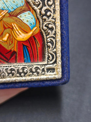 Vintage 925 Silver Greek Byzantine Icon Virgin Mary Jesus Certificate 27g 7x6cm