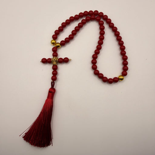 Red 50 Knot Elastic Prayer Rope (Made in Georgia)