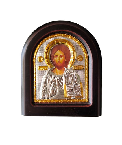 Icon of Christ Jesus 10.23" Silver 950° Religious Wood Handicraft Christianity