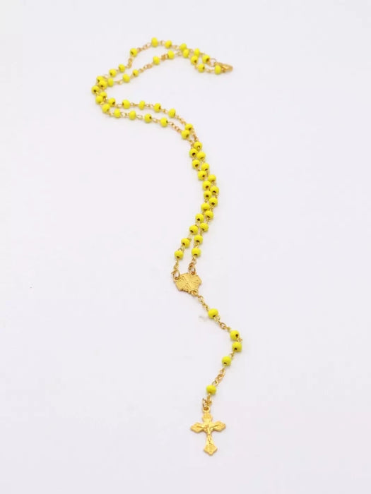 Yellow Gold Necklace Rosary with box Jerusalem Hand Made Holy Land Religion