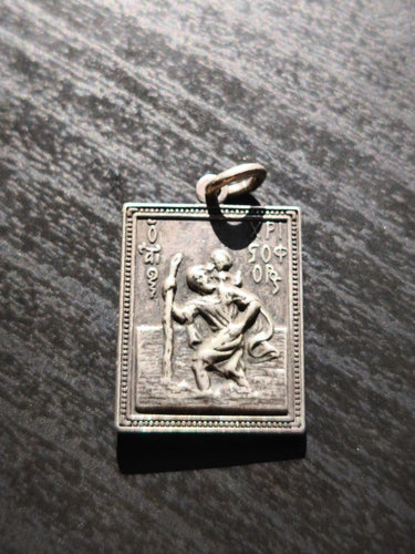Vintage 925 Sterling Silver Virgin Mary & St Christopher Icon Pendant Plaque 7g