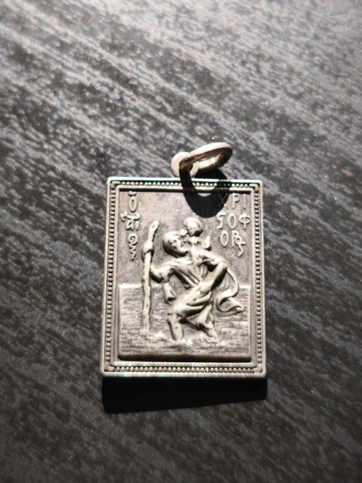 Vintage 925 Sterling Silver Virgin Mary & St Christopher Icon Pendant Plaque 7g