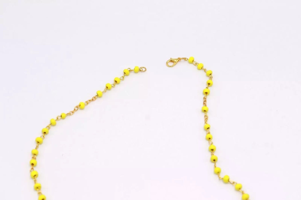 Yellow Gold Necklace Rosary with box Jerusalem Hand Made Holy Land Religion