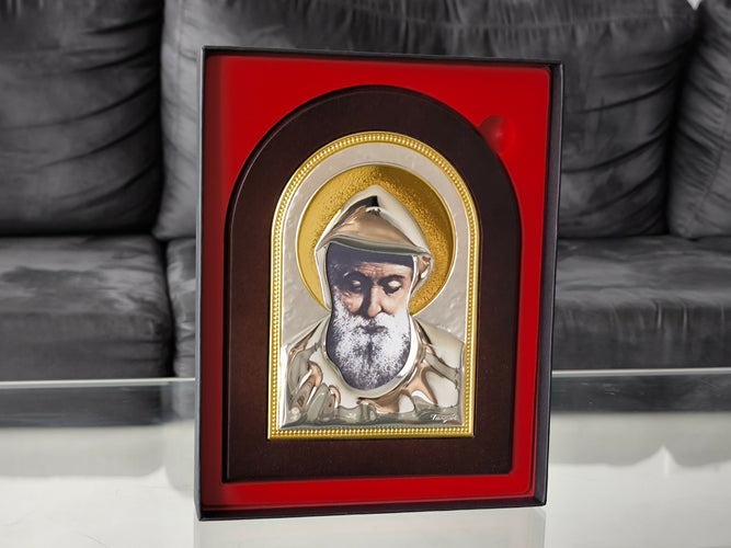 Saint Charbel Icon 8.07" Nikolaos Silver 950 Standing \ Hanging Christian Icons