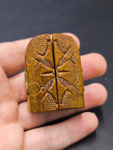 Antique Miniature Carved Wood Triptych Pocket Icon St John Orthodox Greek