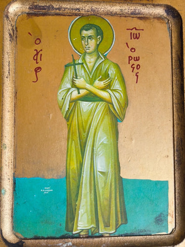 Vintage Byzantine Icon Authentic– Saint John The Russian – Greek Wood & Gold