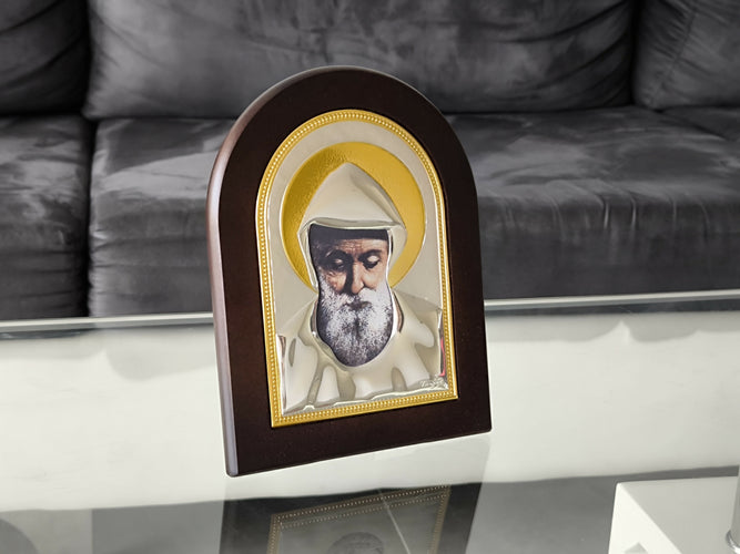 Saint Charbel Icon 8.07" Nikolaos Silver 950 Standing \ Hanging Christian Icons