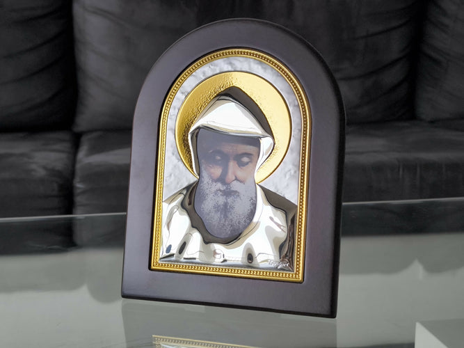 Saint Charbel Icon 8.07" Nikolaos Silver 950 Standing \ Hanging Christian Icons