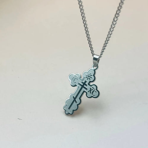 Orthodox Cross Stainless Steel Necklace (Silver & Gold)
