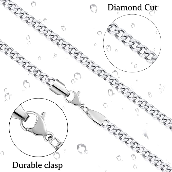 5mm Silver Stainless Steel Link Chain Necklace