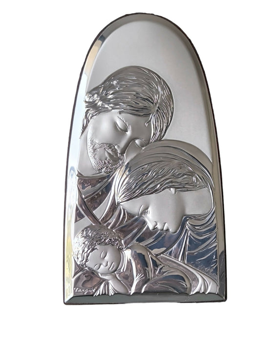 The Holy Family Icon 4.72"Silver Religious Wood Handicraft Christianity Catholic