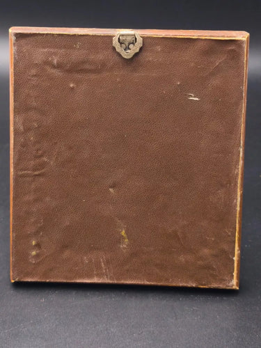 Antique Greek Orthodox Icon Agios Saint Nektarios Metal Repousse Wood Frame