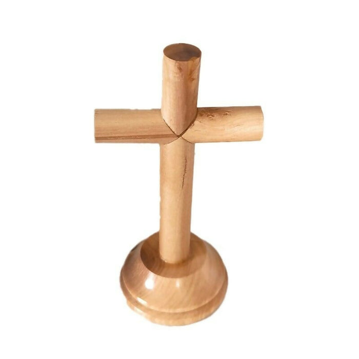 Round Olive Wood Cross Hand Made With Certificate of Authenticity Standing Holy Land Jerusalem Holy Blessed Gift Home Christian