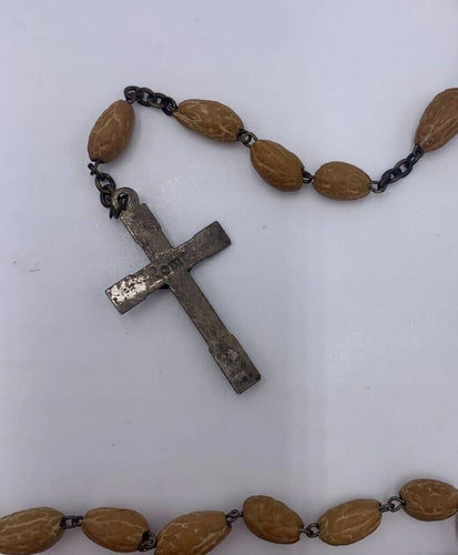 Antique Rosary Relic Madonna Earth Of Roma Bones Olive National Beads ⭐