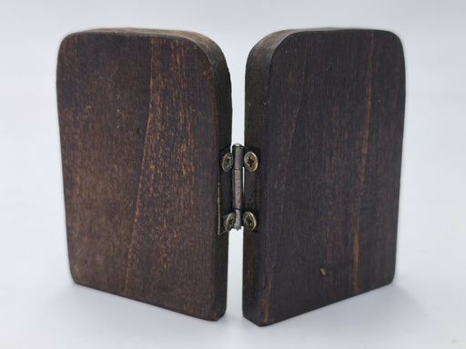 Vintage Handmade Wooden Diptych Icon – Saint Spyridon & Saint Kyriakos – Orthodox Christian Pocket Folding Travel Icon – Byzantine Religious Art