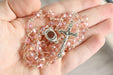 2 pc Rosary Pink Necklace Jerusalem Catholic Beads 