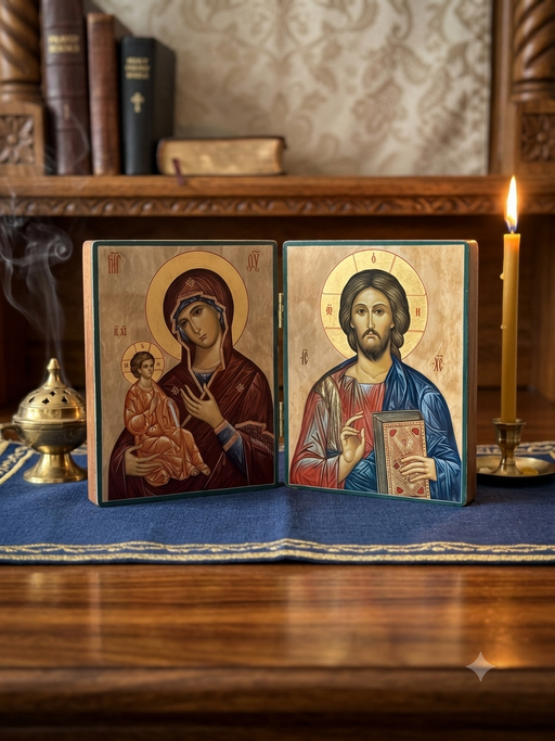 Matching Icon of Christ and Theotokos (Various Sizes)