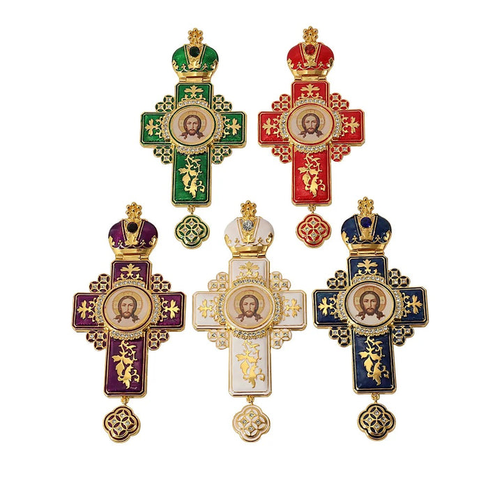 Orthodox Jeweled Pectoral Crosses (5 Colors)