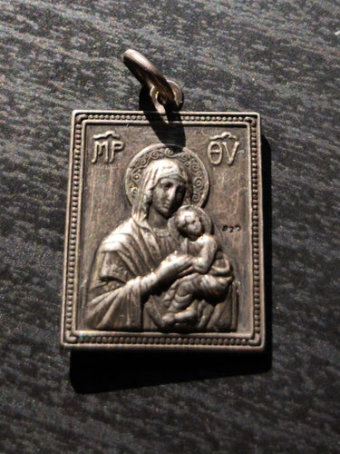 Vintage 925 Sterling Silver Virgin Mary & St Christopher Icon Pendant Plaque 7g