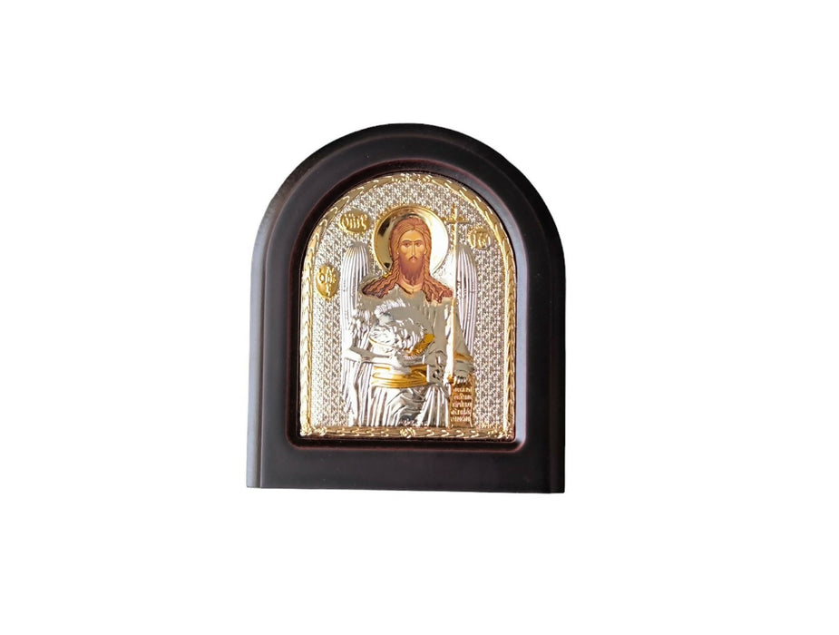 John the Baptist Icon 4.33" Silver 950° religious Wood Handicraft Christianity