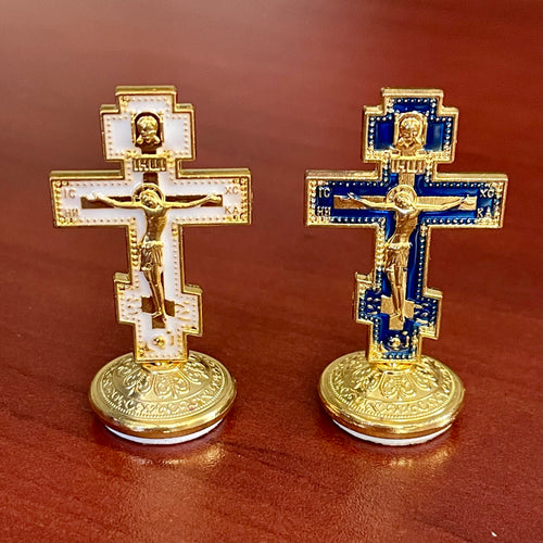 Orthodox Cross Enamel with Adhesive Stand