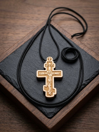 Wooden Georgian Cross with Nylon Cord (Made in Georgia)