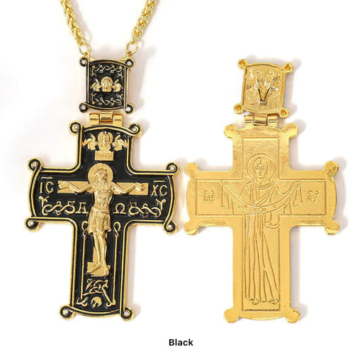 Enamel Gold-Plated Orthodox Pectoral Crosses with Chain