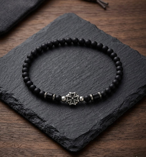 Cross Beaded Bracelet Elastic Prayer Rope (Made in Serbia)
