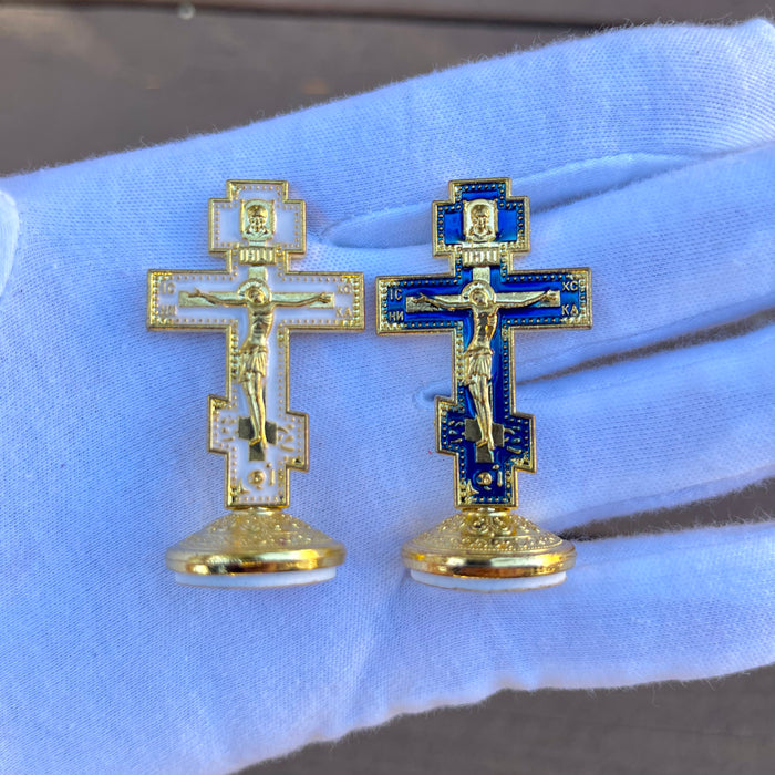 Orthodox Cross Enamel with Adhesive Stand