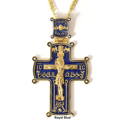 Enamel Gold-Plated Pectoral Crosses with Chain