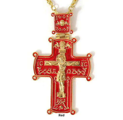 Enamel Gold-Plated Pectoral Crosses with Chain