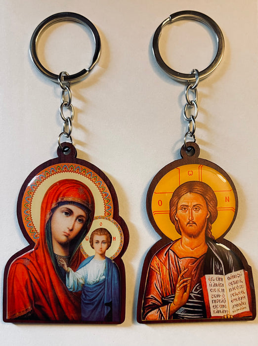 Keychain Icon of Jesus Christ and the Theotokos