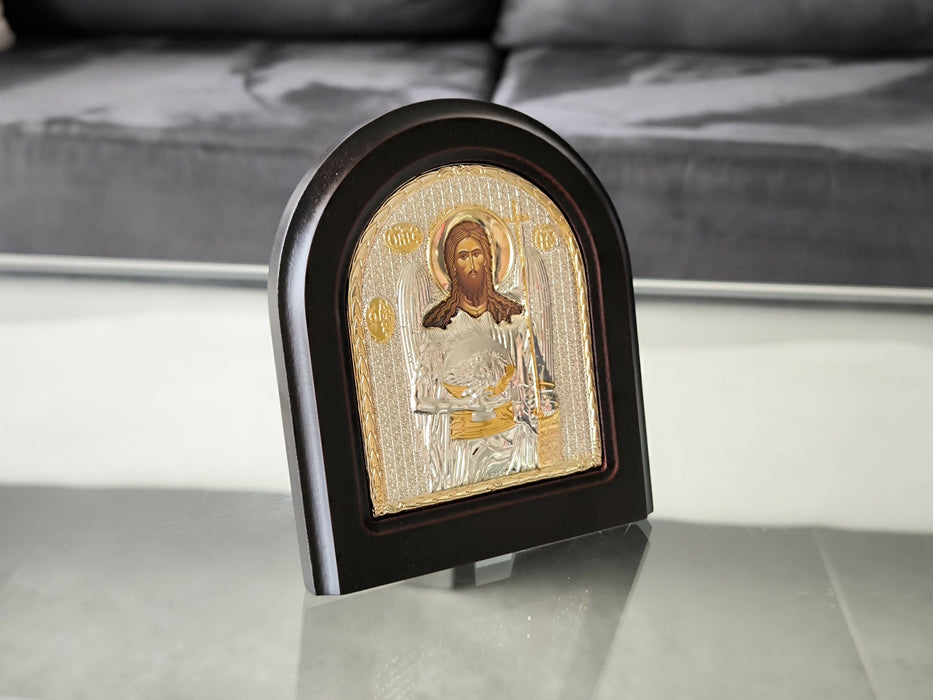 John the Baptist Icon 12.40" Silver 950° religious Wood Handicraft Christianity