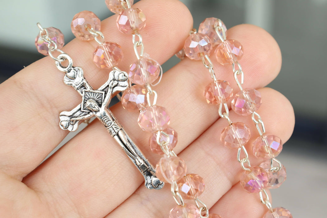 Rosary Pink  beads Necklace