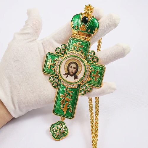 Orthodox Jeweled Pectoral Crosses (5 Colors)