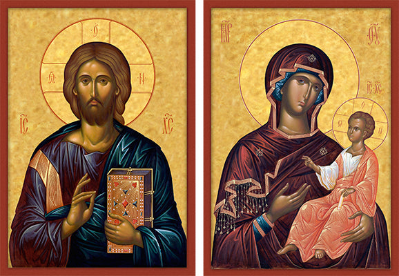 Icon of Christ and Theotokos (5” x 4”)