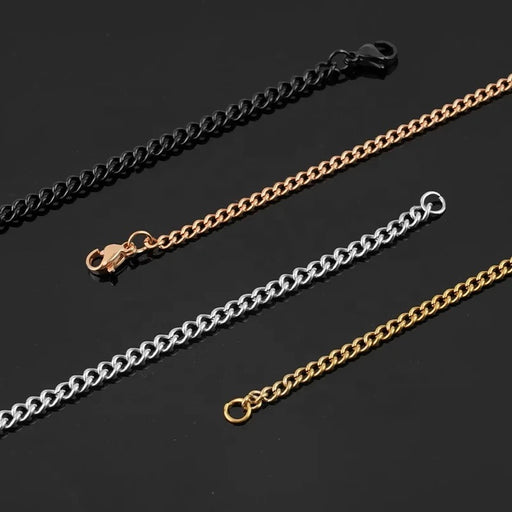 17.5” inch 2 mm Hypoallergenic Stainless Steel Chain Necklaces for Cross in Gold and Silver