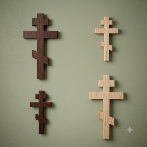 Solid Wooden Oak Orthodox Wall Cross (2 Sizes)