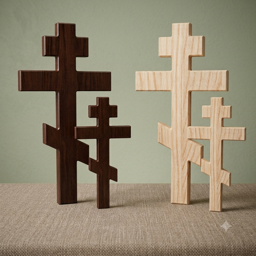 Solid Wooden Oak Orthodox Wall Cross (2 Sizes)
