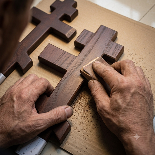 Solid Wooden Oak Orthodox Wall Cross (2 Sizes)