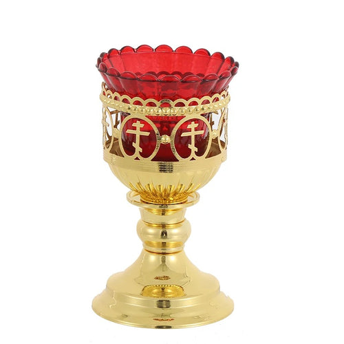 Orthodox Vigil Oil Lamp with Red Glass