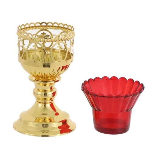 Orthodox Vigil Oil Lamp with Red Glass