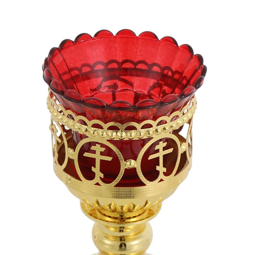 Orthodox Vigil Oil Lamp with Red Glass