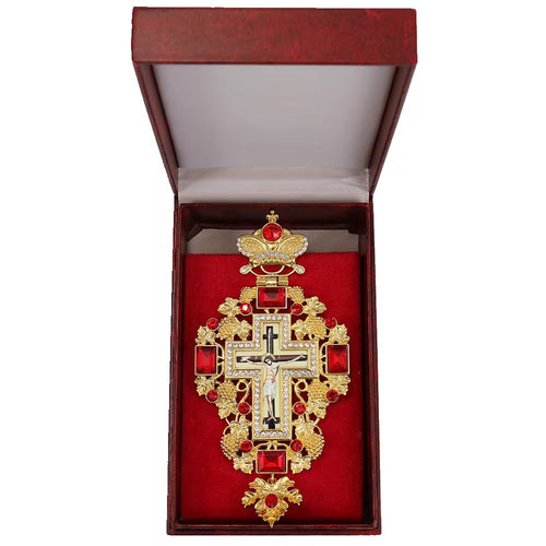 Red & Gold Orthodox Jeweled Pectoral Crosses