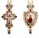 Blue Orthodox Jeweled Pectoral Cross & Panagia Set