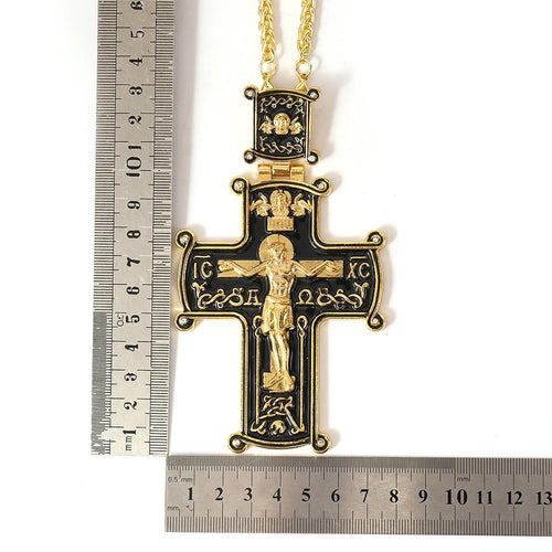 Enamel Gold-Plated Pectoral Crosses with Chain