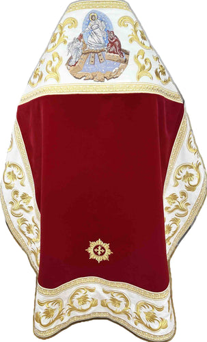 Deluxe Paschal Priest Vestment Set – Red & White Embroidered (Made in Ukraine)