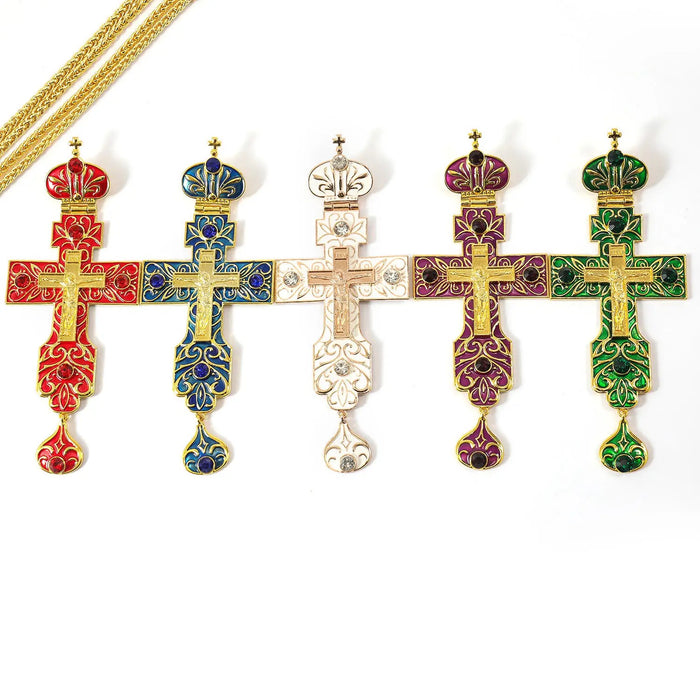 Orthodox Jeweled Pectoral Crosses (5 Colors)