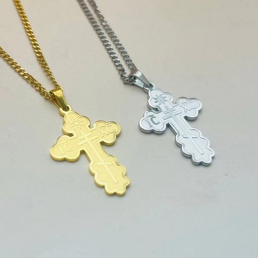 Orthodox Cross Stainless Steel Necklace (Silver & Gold)